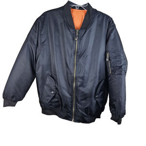 Reversible Black Orange Flight Bomber Jacket men size Medium Flyer full zip NWOT